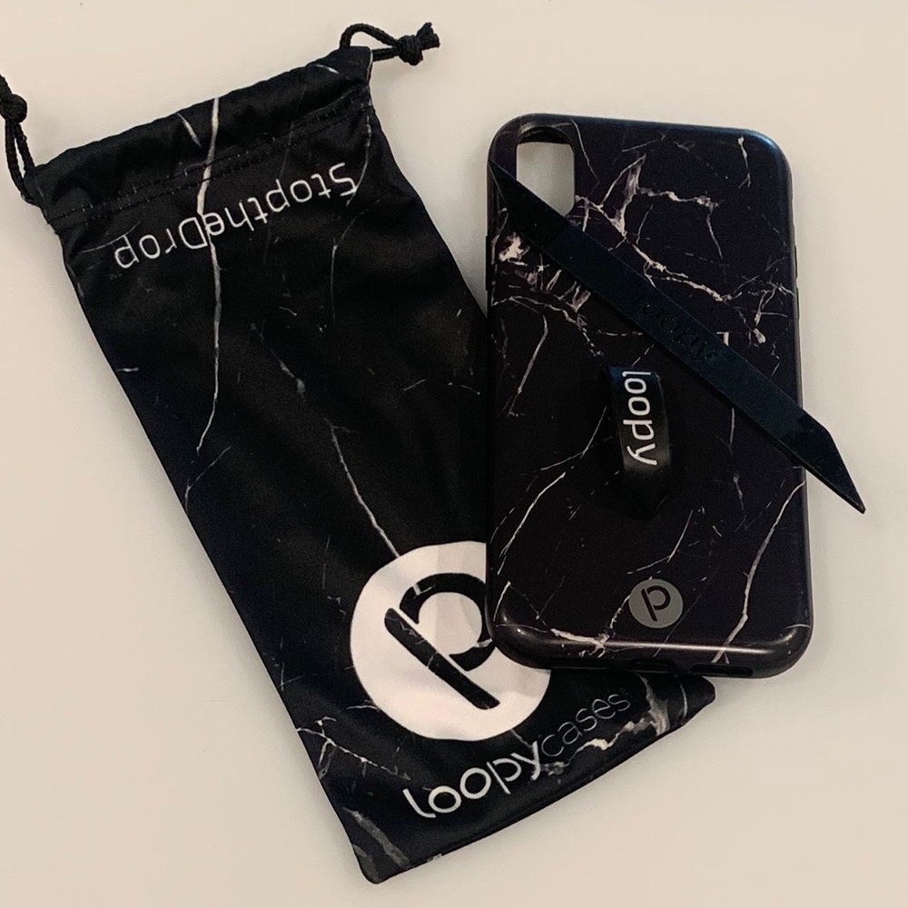Black Marble Loopy Case - iPhone XR